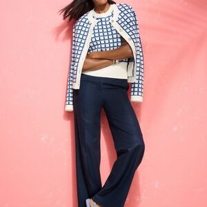 Talbots Plaid Textured Stitched Cardigan